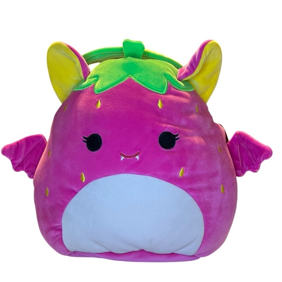 NWT Squishmallows Gwendolyn the Strawberry Bat Halloween Pail - Picture 1 of 5